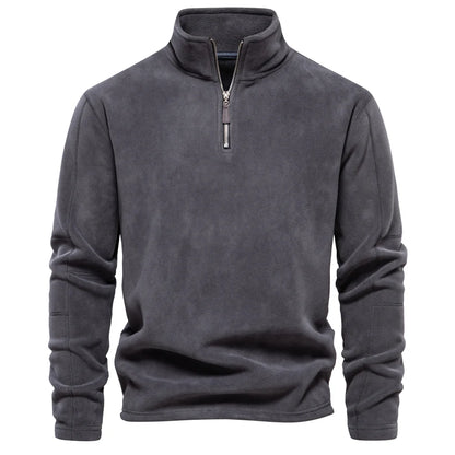 Mens Fleece Pullover Jacket - Warm Zipper Neck Sweatshirt - ZOOMNSTORE