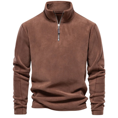 Mens Fleece Pullover Jacket - Warm Zipper Neck Sweatshirt - ZOOMNSTORE