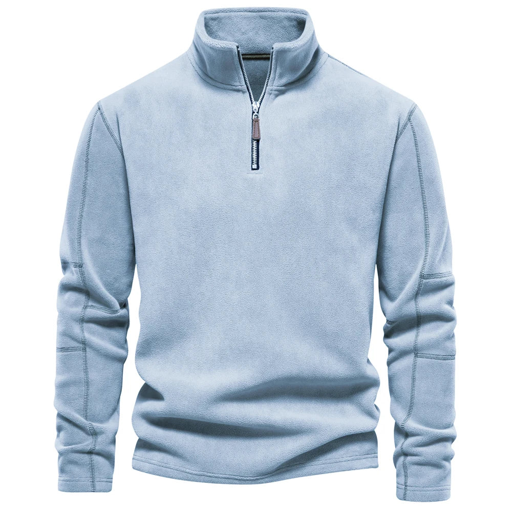 Mens Fleece Pullover Jacket - Warm Zipper Neck Sweatshirt - ZOOMNSTORE