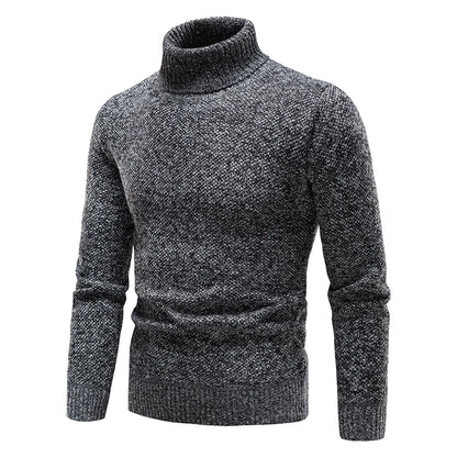 Autumn Winter Fleece Sweater Men Thicker Turtleneck Warm Pullover Slim Fit Man Clothes Luxury Brand Black Brown Jumpers Elastic - ZOOMNSTORE