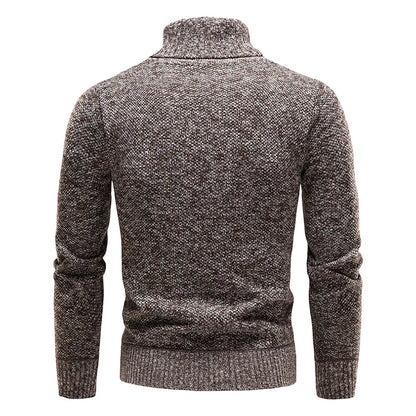 Autumn Winter Fleece Sweater Men Thicker Turtleneck Warm Pullover Slim Fit Man Clothes Luxury Brand Black Brown Jumpers Elastic - ZOOMNSTORE