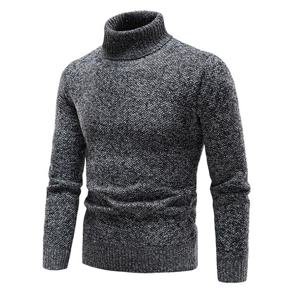 Autumn Winter Fleece Sweater Men Thicker Turtleneck Warm Pullover Slim Fit Man Clothes Luxury Brand Black Brown Jumpers Elastic - ZOOMNSTORE