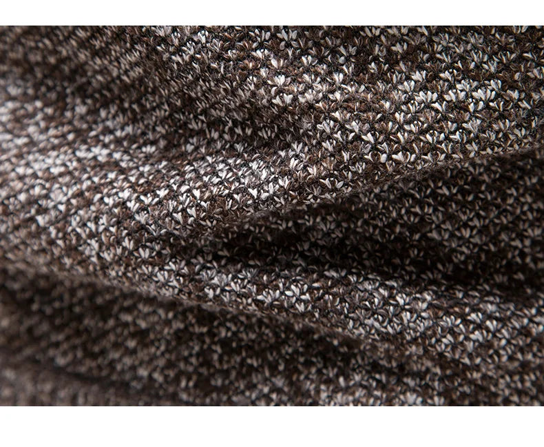Autumn Winter Fleece Sweater Men Thicker Turtleneck Warm Pullover Slim Fit Man Clothes Luxury Brand Black Brown Jumpers Elastic - ZOOMNSTORE