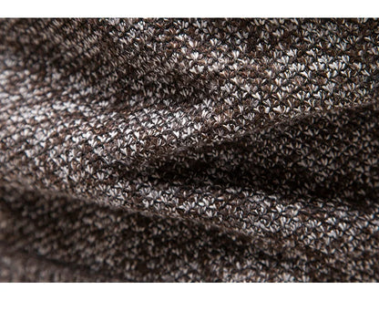 Autumn Winter Fleece Sweater Men Thicker Turtleneck Warm Pullover Slim Fit Man Clothes Luxury Brand Black Brown Jumpers Elastic - ZOOMNSTORE