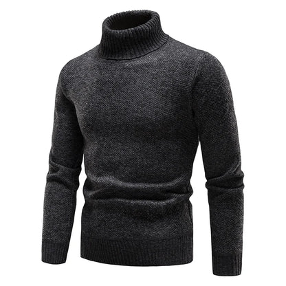 Autumn Winter Fleece Sweater Men Thicker Turtleneck Warm Pullover Slim Fit Man Clothes Luxury Brand Black Brown Jumpers Elastic - ZOOMNSTORE
