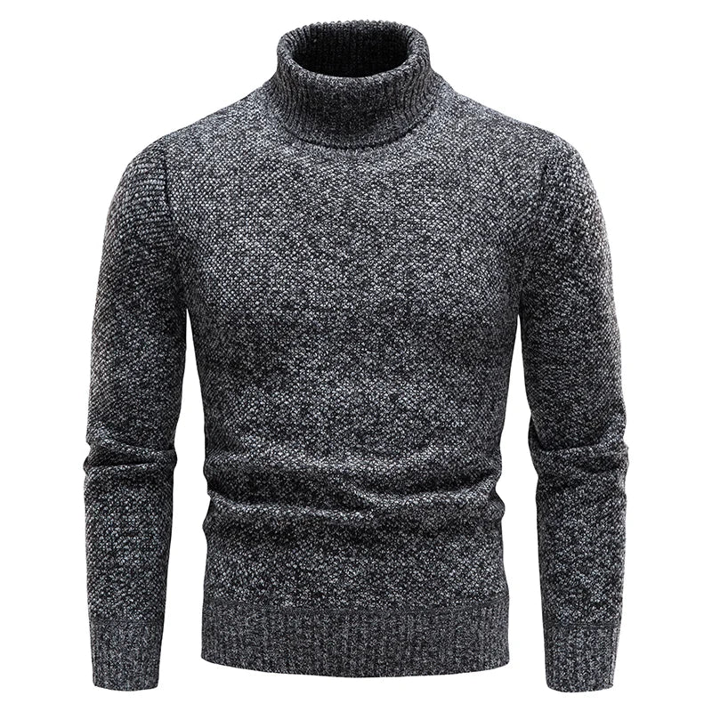 Autumn Winter Fleece Sweater Men Thicker Turtleneck Warm Pullover Slim Fit Man Clothes Luxury Brand Black Brown Jumpers Elastic - ZOOMNSTORE