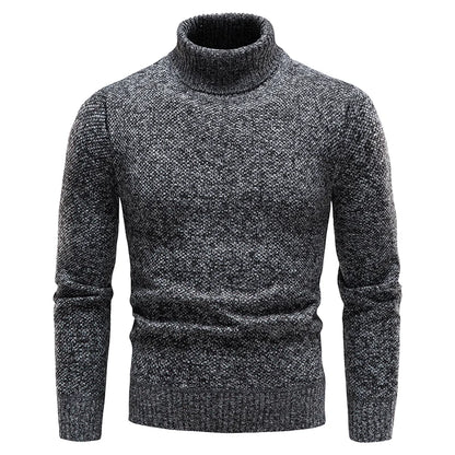 Autumn Winter Fleece Sweater Men Thicker Turtleneck Warm Pullover Slim Fit Man Clothes Luxury Brand Black Brown Jumpers Elastic - ZOOMNSTORE