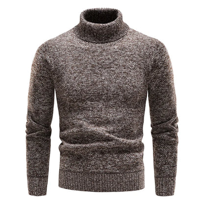 Autumn Winter Fleece Sweater Men Thicker Turtleneck Warm Pullover Slim Fit Man Clothes Luxury Brand Black Brown Jumpers Elastic - ZOOMNSTORE