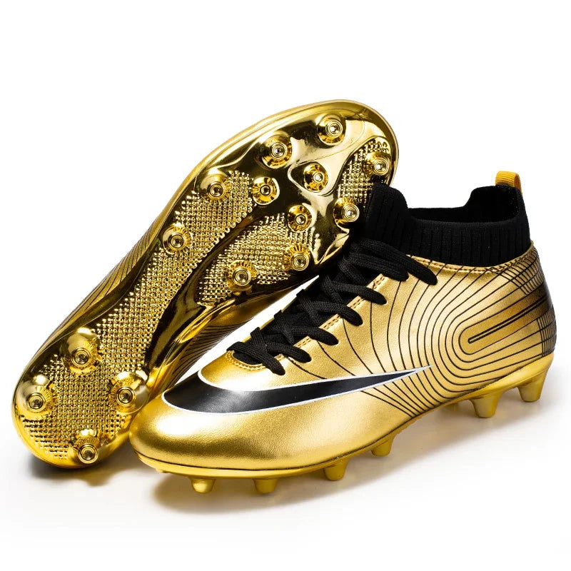 Men Football Boots – Lightweight Leather Soccer Shoes With Ankle Support Cleats - ZOOMNSTORE