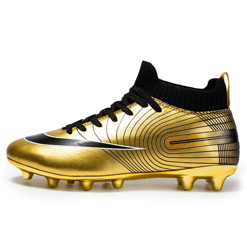 Men Football Boots – Lightweight Leather Soccer Shoes With Ankle Support Cleats - ZOOMNSTORE