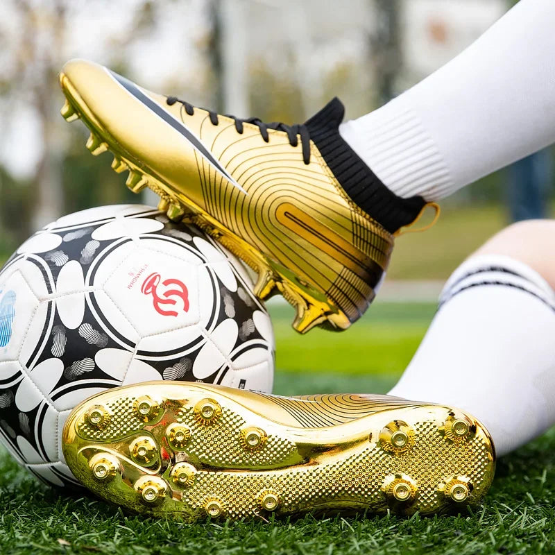Men Football Boots – Lightweight Leather Soccer Shoes With Ankle Support Cleats - ZOOMNSTORE
