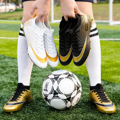Men Football Boots – Lightweight Leather Soccer Shoes With Ankle Support Cleats - ZOOMNSTORE
