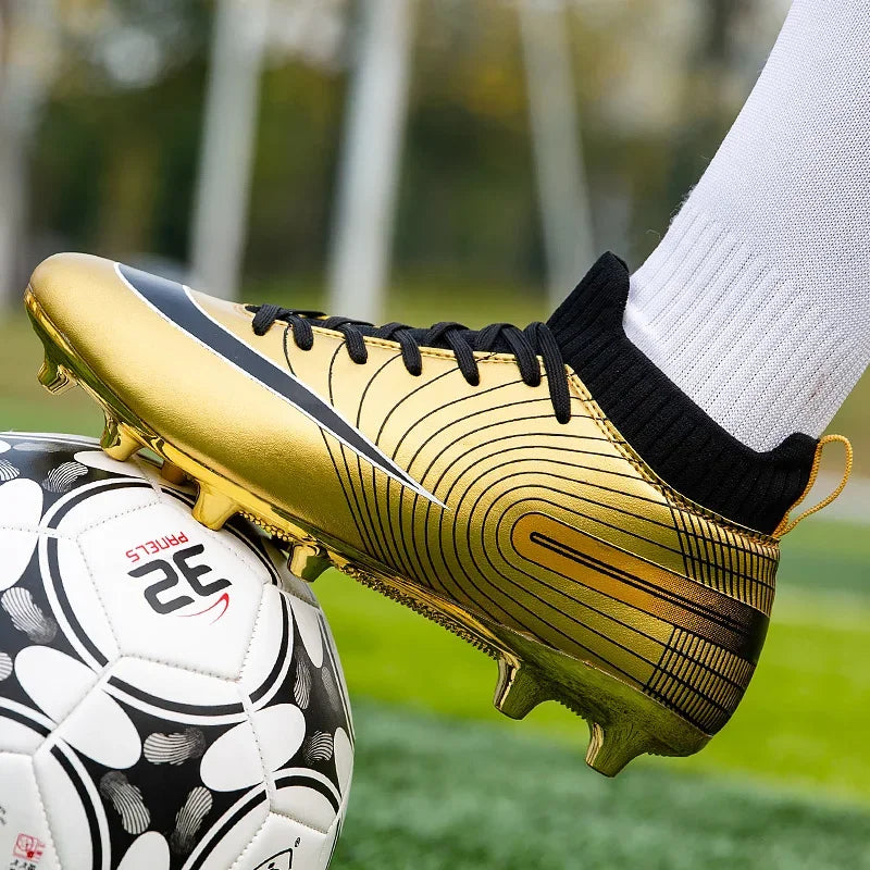 Men Football Boots – Lightweight Leather Soccer Shoes With Ankle Support Cleats - ZOOMNSTORE