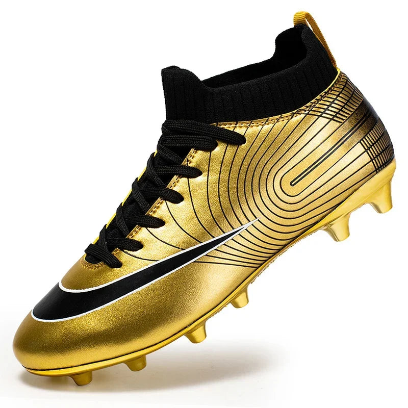 Men Football Boots – Lightweight Leather Soccer Shoes With Ankle Support Cleats - ZOOMNSTORE