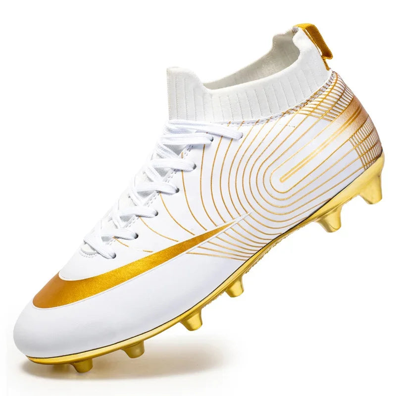 Men Football Boots – Lightweight Leather Soccer Shoes With Ankle Support Cleats - ZOOMNSTORE