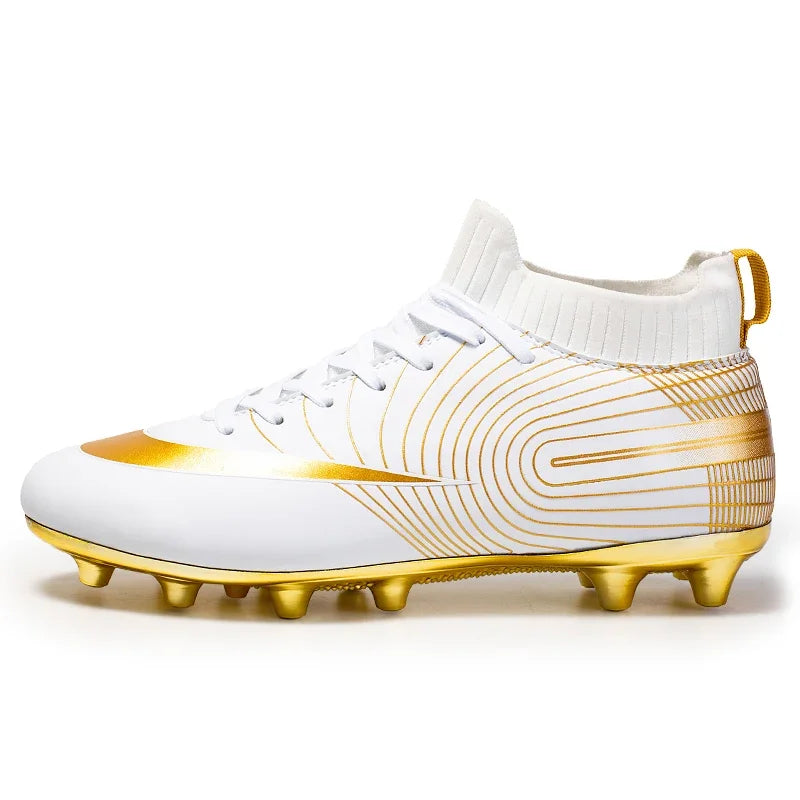 Men Football Boots – Lightweight Leather Soccer Shoes With Ankle Support Cleats - ZOOMNSTORE