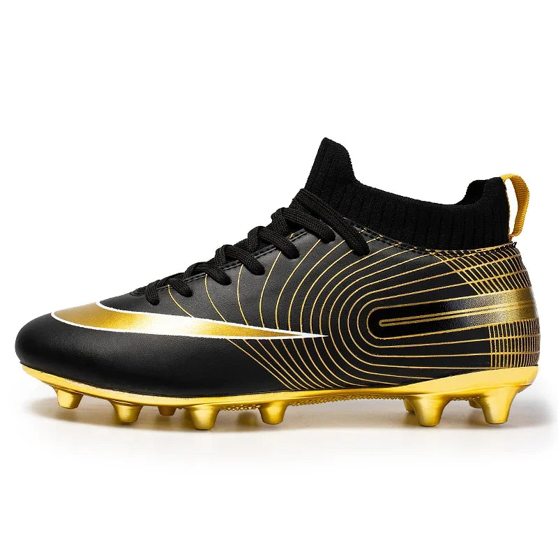 Men Football Boots – Lightweight Leather Soccer Shoes With Ankle Support Cleats - ZOOMNSTORE