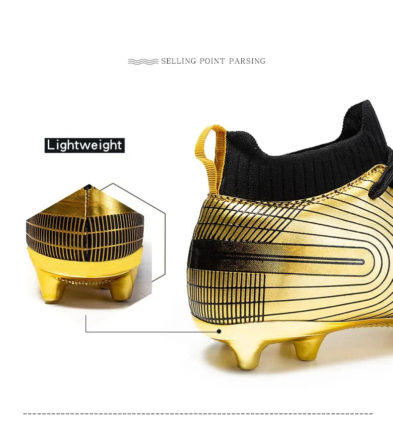 Men Football Boots – Lightweight Leather Soccer Shoes With Ankle Support Cleats - ZOOMNSTORE