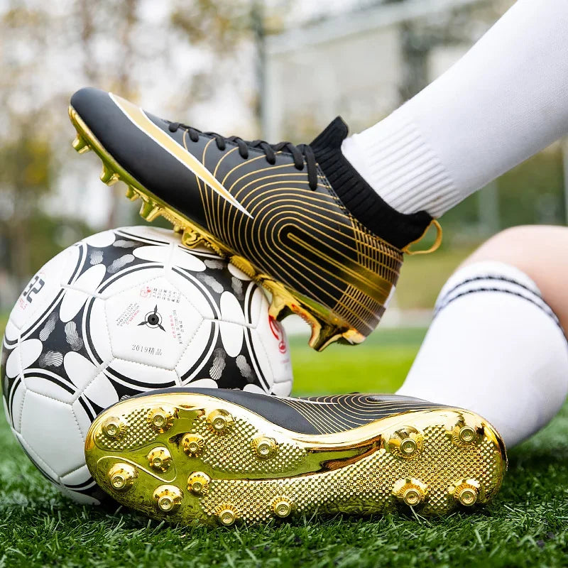 Men Football Boots – Lightweight Leather Soccer Shoes With Ankle Support Cleats - ZOOMNSTORE