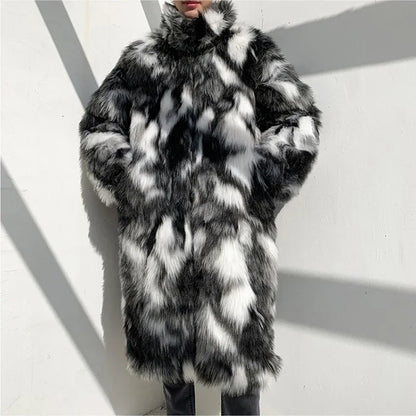 Men Fur Coat - Warm Winter Jacket Thick Parka Men Casual Long Maxi Outerwear - ZOOMNSTORE