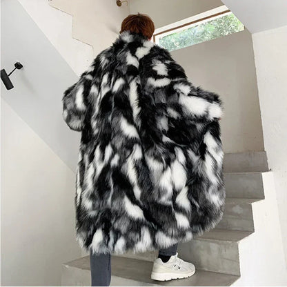Men Fur Coat - Warm Winter Jacket Thick Parka Men Casual Long Maxi Outerwear - ZOOMNSTORE