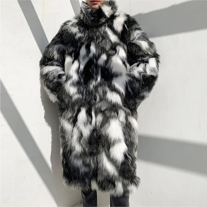 Men Fur Coat - Warm Winter Jacket Thick Parka Men Casual Long Maxi Outerwear - ZOOMNSTORE