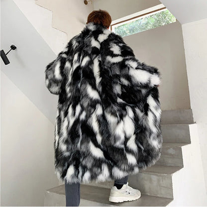 Men Fur Coat - Warm Winter Jacket Thick Parka Men Casual Long Maxi Outerwear - ZOOMNSTORE