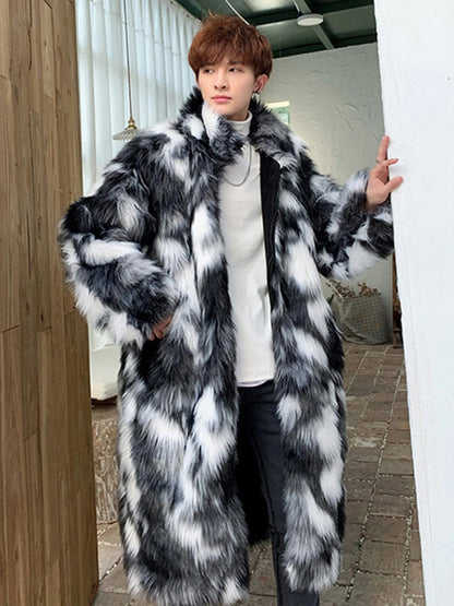 Men Fur Coat - Warm Winter Jacket Thick Parka Men Casual Long Maxi Outerwear - ZOOMNSTORE