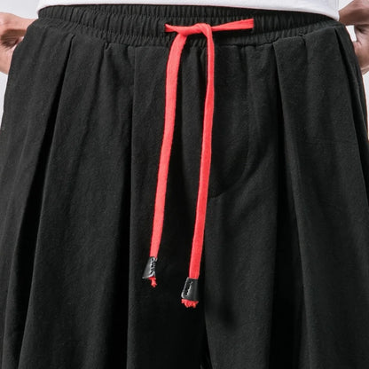 Men Harem Pants - Oversized Cotton Linen Jogger Pants | Loose Casual Ankle Length Trousers - ZOOMNSTORE