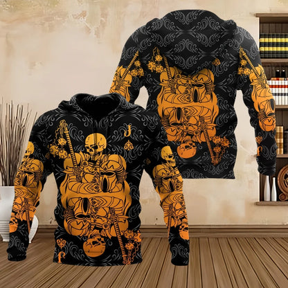 Fashion Men Hoodies Four Seasons Vintage Skull 3D Print Pullover Sweatshirts Men Comforts Kangaroo Pocket Y2k Hoodies Clothing - ZOOMNSTORE