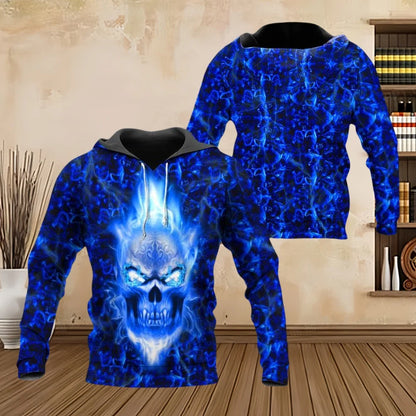 Fashion Men Hoodies Four Seasons Vintage Skull 3D Print Pullover Sweatshirts Men Comforts Kangaroo Pocket Y2k Hoodies Clothing - ZOOMNSTORE
