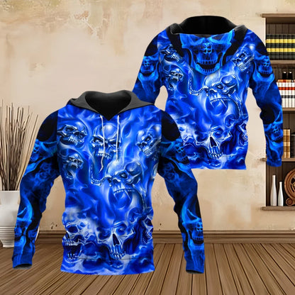 Fashion Men Hoodies Four Seasons Vintage Skull 3D Print Pullover Sweatshirts Men Comforts Kangaroo Pocket Y2k Hoodies Clothing - ZOOMNSTORE