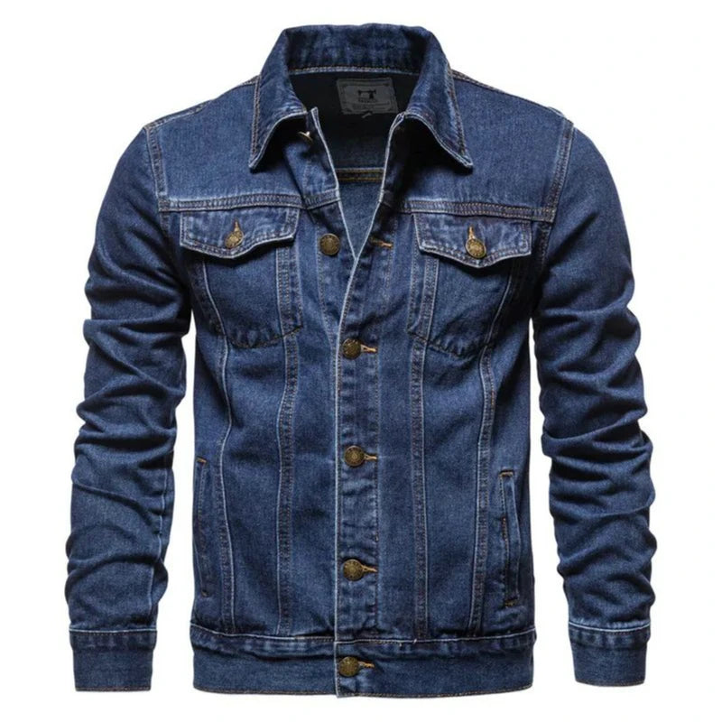 New Autumn Men's Casual Workwear Jeans Jacket Loose Casual Versatile Youthful Male Solid Color Tops Dnim Mens Outwear - ZOOMNSTORE