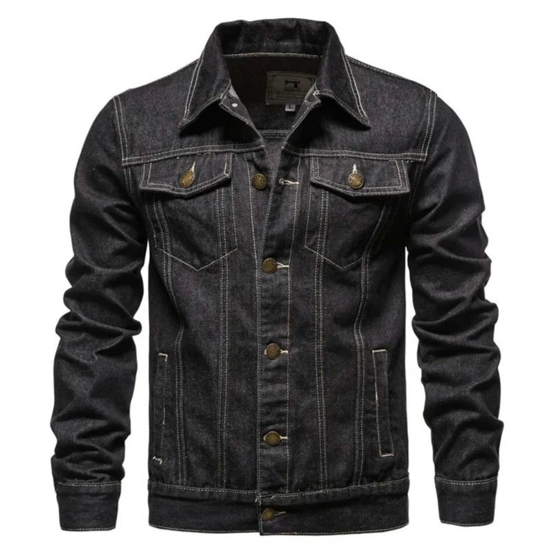 New Autumn Men's Casual Workwear Jeans Jacket Loose Casual Versatile Youthful Male Solid Color Tops Dnim Mens Outwear - ZOOMNSTORE