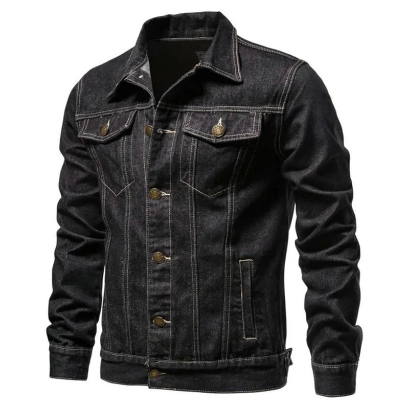 New Autumn Men's Casual Workwear Jeans Jacket Loose Casual Versatile Youthful Male Solid Color Tops Dnim Mens Outwear - ZOOMNSTORE
