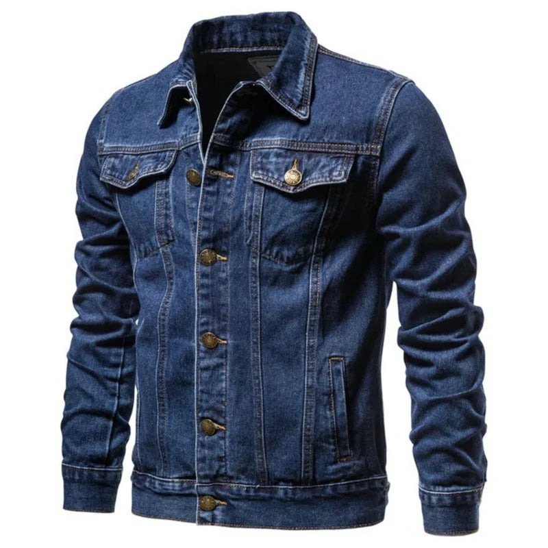New Autumn Men's Casual Workwear Jeans Jacket Loose Casual Versatile Youthful Male Solid Color Tops Dnim Mens Outwear - ZOOMNSTORE