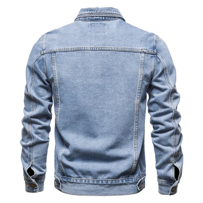 New Autumn Men's Casual Workwear Jeans Jacket Loose Casual Versatile Youthful Male Solid Color Tops Dnim Mens Outwear - ZOOMNSTORE