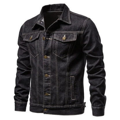 New Autumn Men's Casual Workwear Jeans Jacket Loose Casual Versatile Youthful Male Solid Color Tops Dnim Mens Outwear - ZOOMNSTORE