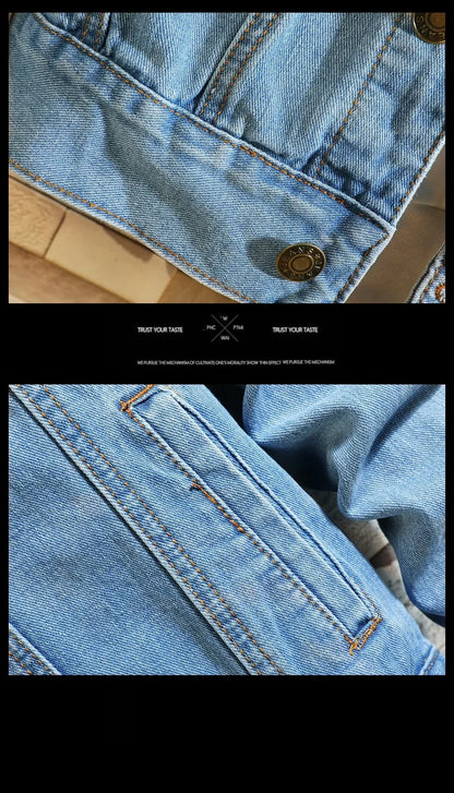 New Autumn Men's Casual Workwear Jeans Jacket Loose Casual Versatile Youthful Male Solid Color Tops Dnim Mens Outwear - ZOOMNSTORE