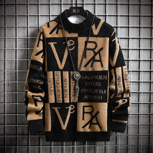 Men Knitted Sweater Stripe Pullovers Printing Round Neck Sweater 2024 Autumn/Winter Designer Quality Casual Men Clothing Jumper - ZOOMNSTORE