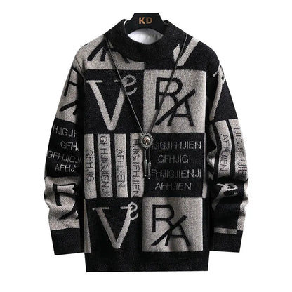 Men Knitted Sweater Stripe Pullovers Printing Round Neck Sweater 2024 Autumn/Winter Designer Quality Casual Men Clothing Jumper - ZOOMNSTORE