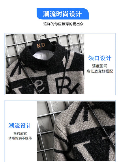 Men Knitted Sweater Stripe Pullovers Printing Round Neck Sweater 2024 Autumn/Winter Designer Quality Casual Men Clothing Jumper - ZOOMNSTORE