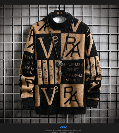 Men Knitted Sweater Stripe Pullovers Printing Round Neck Sweater 2024 Autumn/Winter Designer Quality Casual Men Clothing Jumper - ZOOMNSTORE