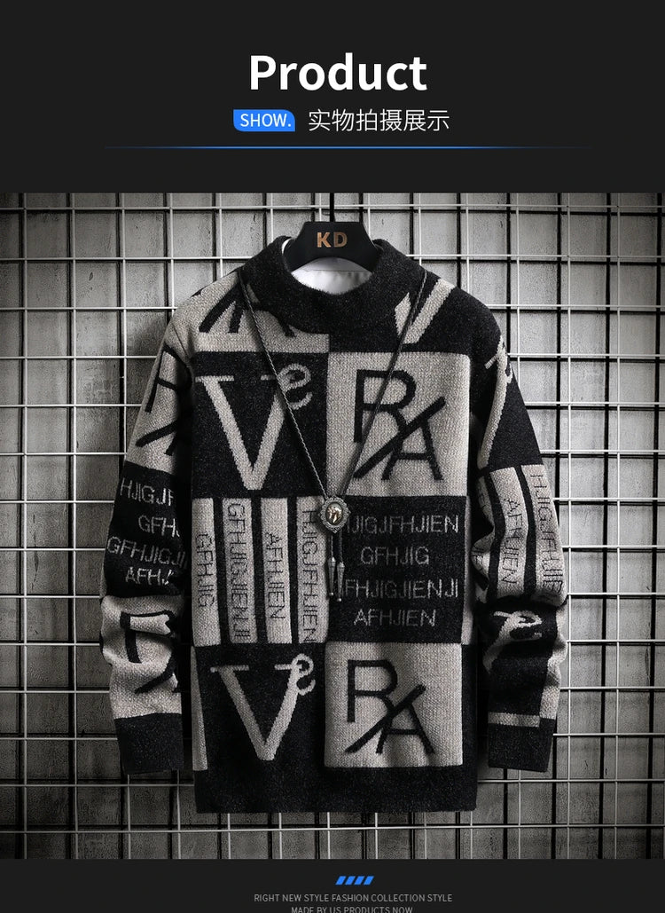 Men Knitted Sweater Stripe Pullovers Printing Round Neck Sweater 2024 Autumn/Winter Designer Quality Casual Men Clothing Jumper - ZOOMNSTORE