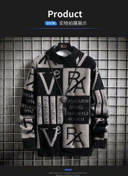 Men Knitted Sweater Stripe Pullovers Printing Round Neck Sweater 2024 Autumn/Winter Designer Quality Casual Men Clothing Jumper - ZOOMNSTORE