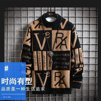 Men Knitted Sweater Stripe Pullovers Printing Round Neck Sweater 2024 Autumn/Winter Designer Quality Casual Men Clothing Jumper - ZOOMNSTORE