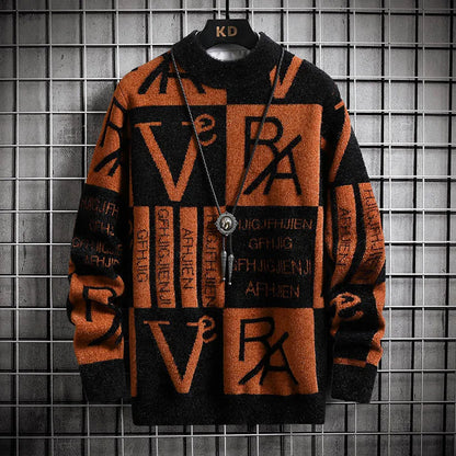 Men Knitted Sweater Stripe Pullovers Printing Round Neck Sweater 2024 Autumn/Winter Designer Quality Casual Men Clothing Jumper - ZOOMNSTORE