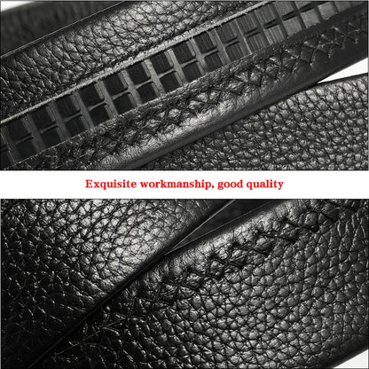 Men Leather Belt - Automatic Buckle Metal Luxury Business Casual Strap - ZOOMNSTORE
