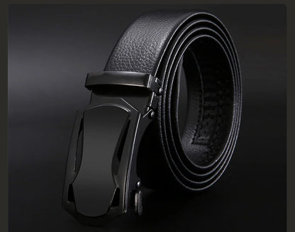 Men Leather Belt - Automatic Buckle Metal Luxury Business Casual Strap - ZOOMNSTORE