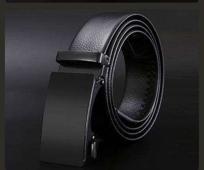 Men Leather Belt - Automatic Buckle Metal Luxury Business Casual Strap - ZOOMNSTORE